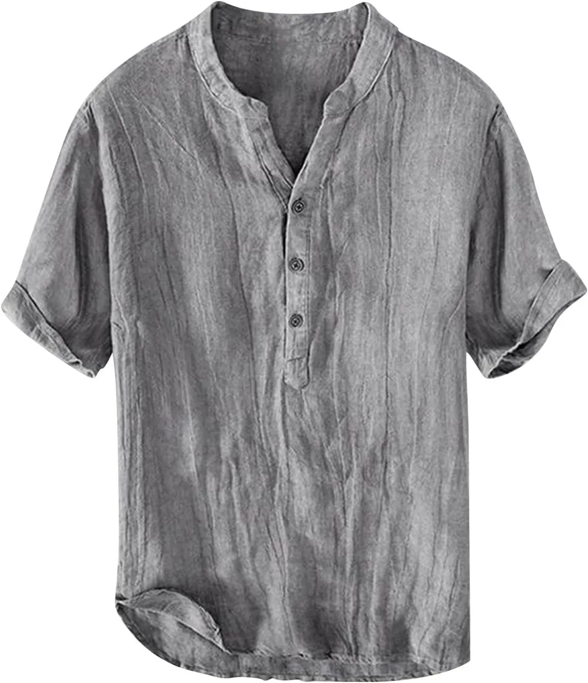 Linen Shirts for Mens Plus Size 3/4 Sleeve Big and Tall Loose T-Shirts Tropical Casual Beach Hippie Shirt Vacation Top