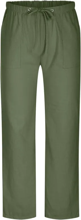Linen Trousers for Men Straight Leg Dress Pants Elastic Waist Drawstring Pants Slim Fit Summer Pants with Pockets