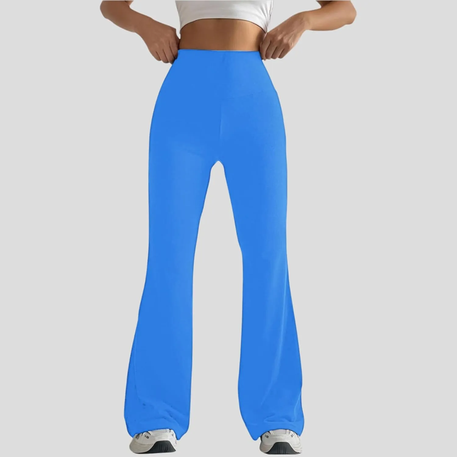 Lmdudan Womens Stretch High Waist Leggings Fashion Solid Color Flared Pants Active Workout Yoga Pants Seamless Trousers
