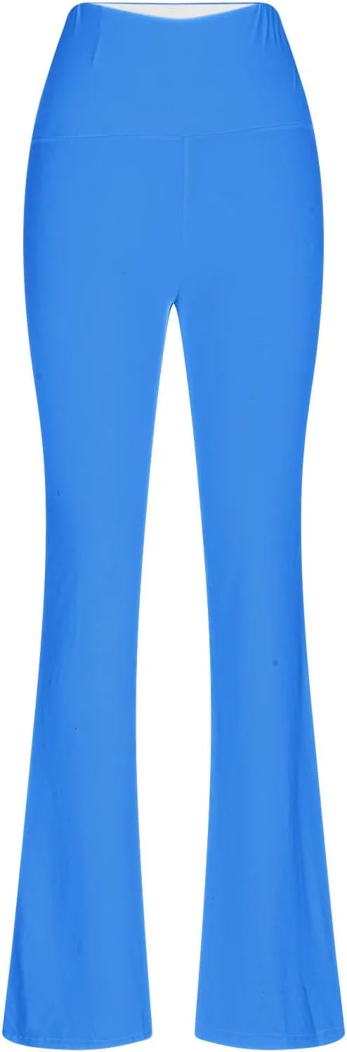 Lmdudan Womens Stretch High Waist Leggings Fashion Solid Color Flared Pants Active Workout Yoga Pants Seamless Trousers