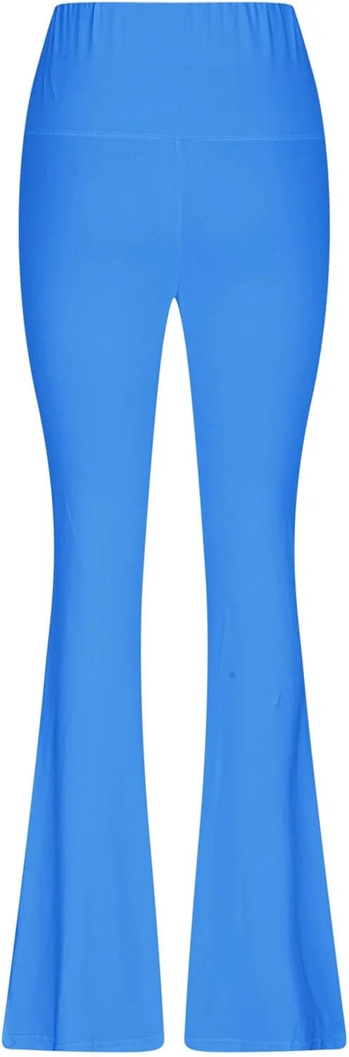 Lmdudan Womens Stretch High Waist Leggings Fashion Solid Color Flared Pants Active Workout Yoga Pants Seamless Trousers