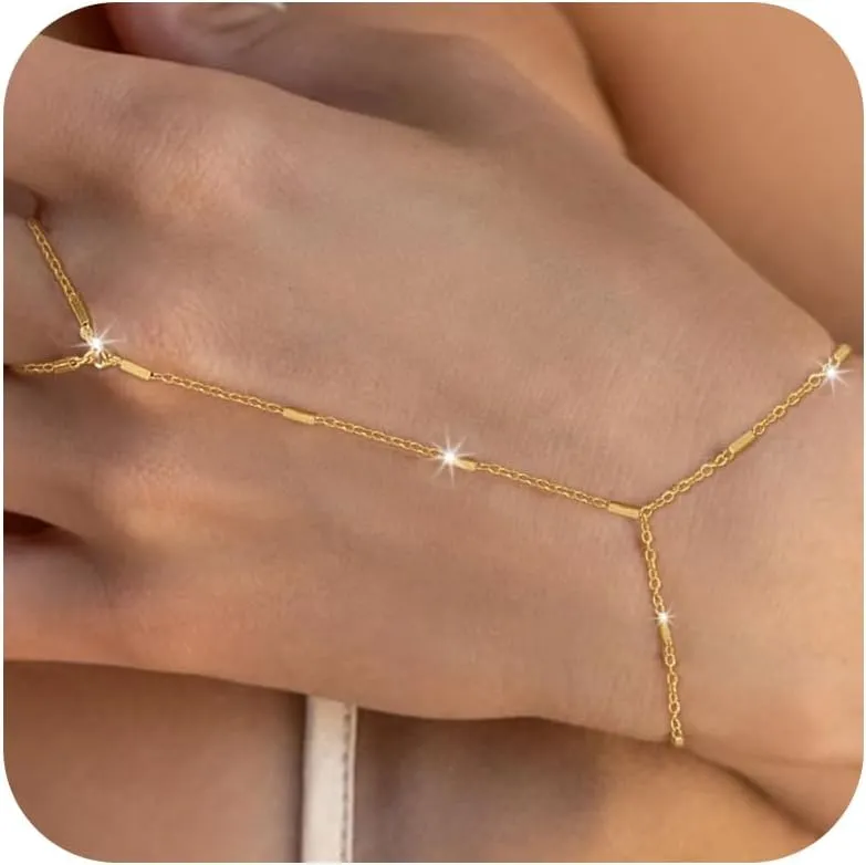 Long tiantian Hand Chain Bracelet Gold Bracelets for Women Link Chain Bracelets Trendy Finger Ring Slave Bracelet Jewelry Gifts