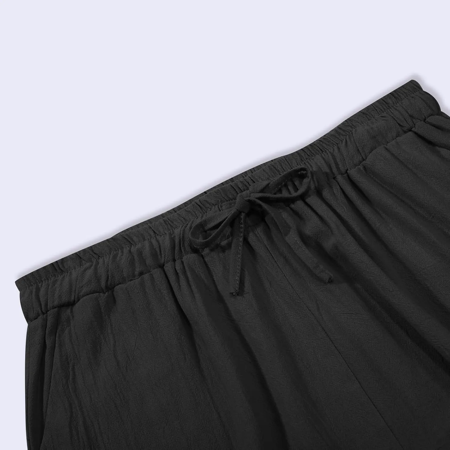 Lounge Linen Pants Women Summer Casual Solid Color Boho Plus Size High Waisted Linen Pants Plus Size Trousers with Pockets