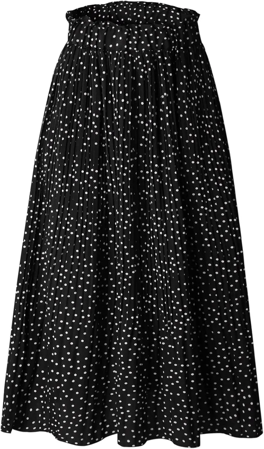 loveimgs Women's Polka Dot Elastic High Waisted Pleated Ruffle Long Skirt Party Flowy A Line Midi Skirt