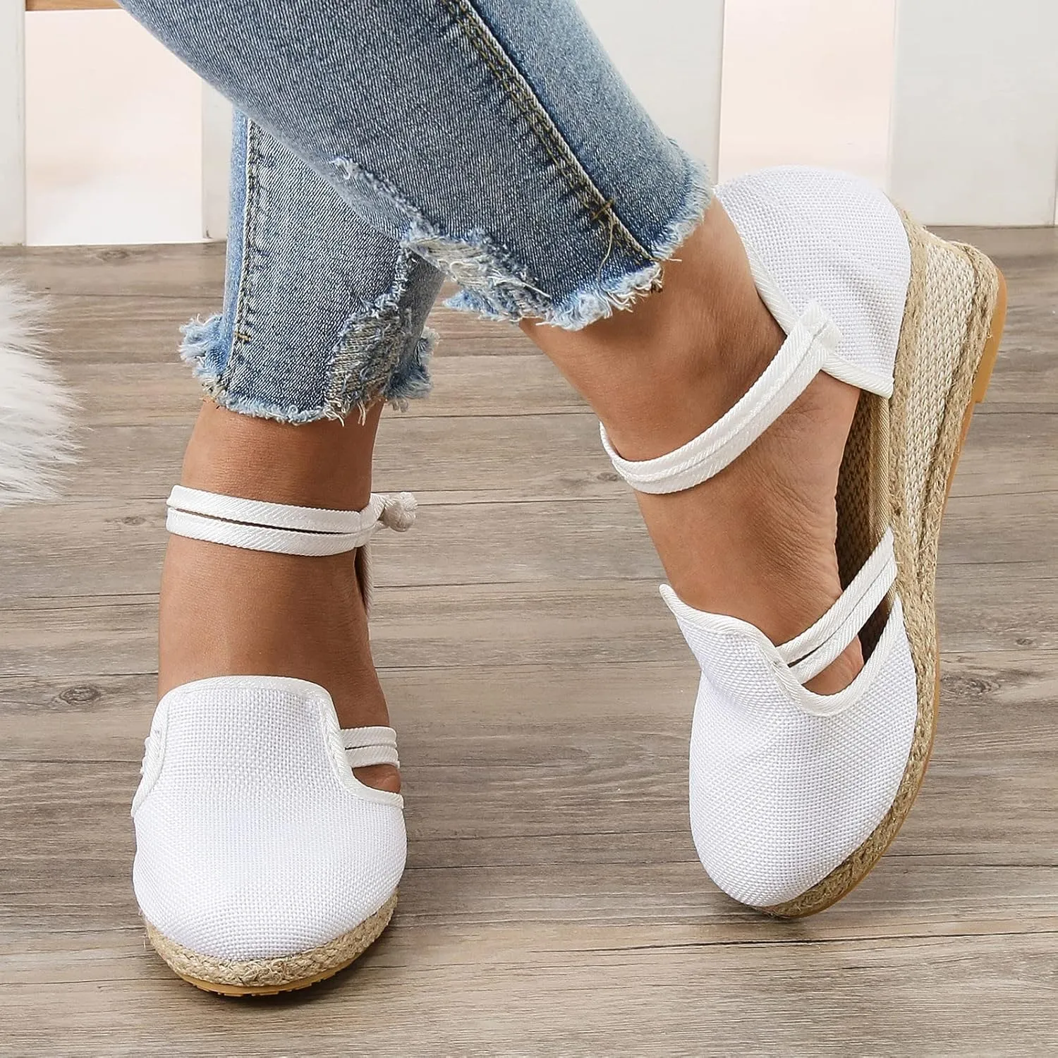 Low Heel Closed Toe Espadrilles Wedges for Women Ankle Strap for Slingback Heels Wedge Sandals Slip On Summer Casual Dressy Platform Sandal Walking Elegant Wedding Going Out Comfortable Sandal