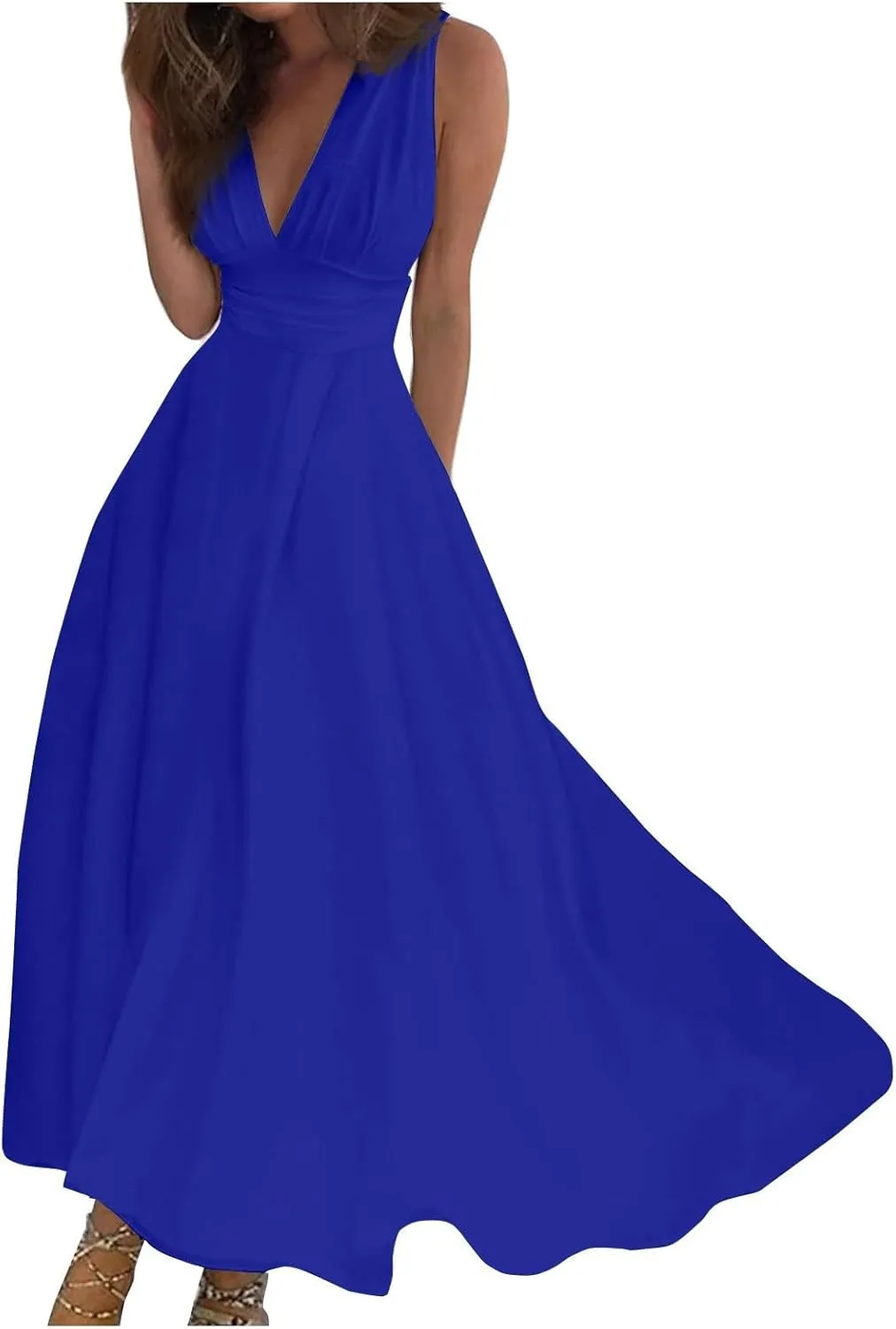 Maxi Dresses for Women 2025 Casual Trendy Summer Dress V Neck Sleeveless Formal Sundresses A Line Flowy Sundress