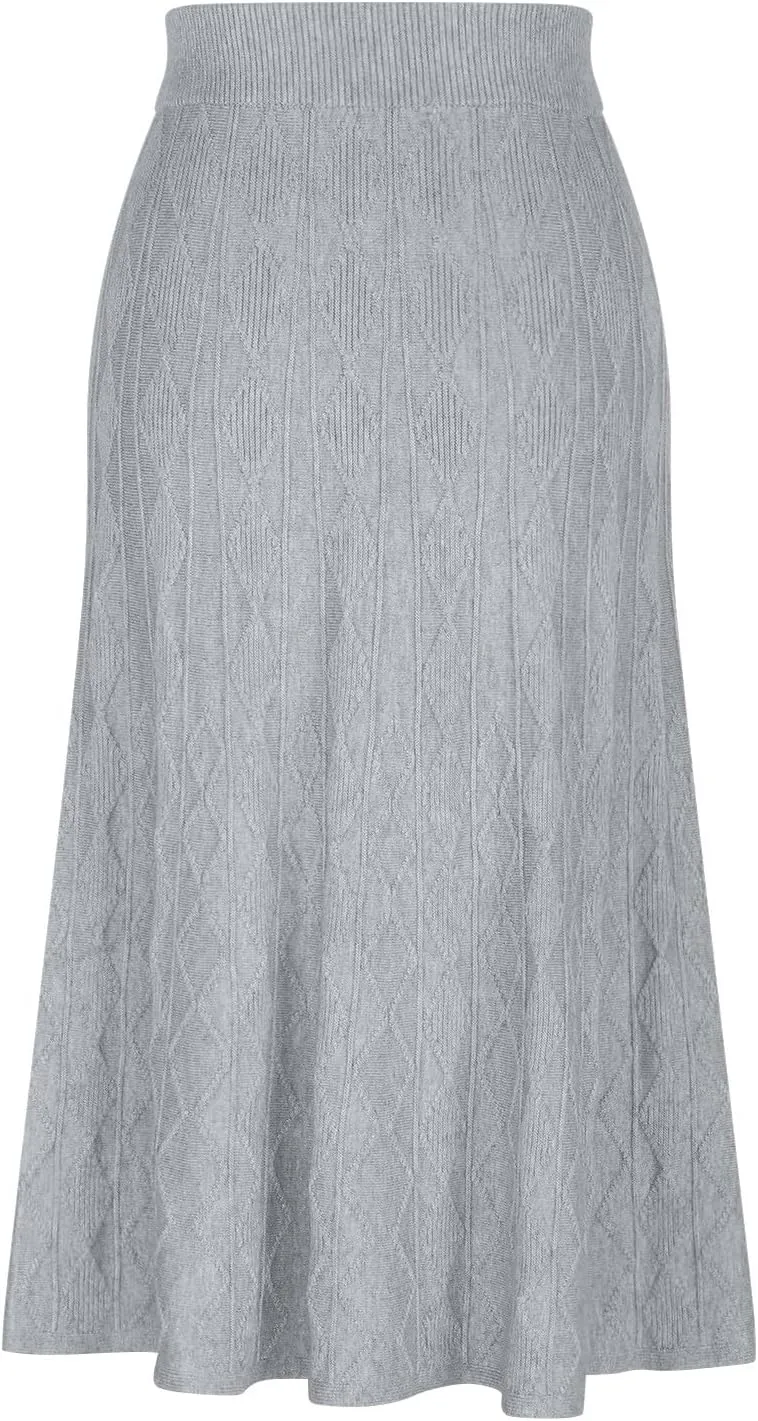 Maxi Skirts for Women Fall Trendy a Line Midi Skirt Elegant Ribbed Knit Long Skirt Reversible Stretchy Half Shirt