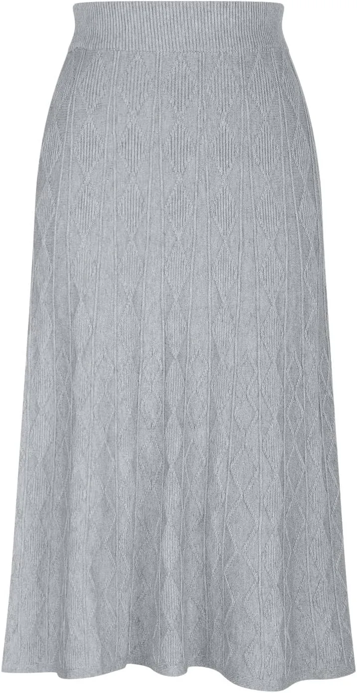 Maxi Skirts for Women Fall Trendy a Line Midi Skirt Elegant Ribbed Knit Long Skirt Reversible Stretchy Half Shirt