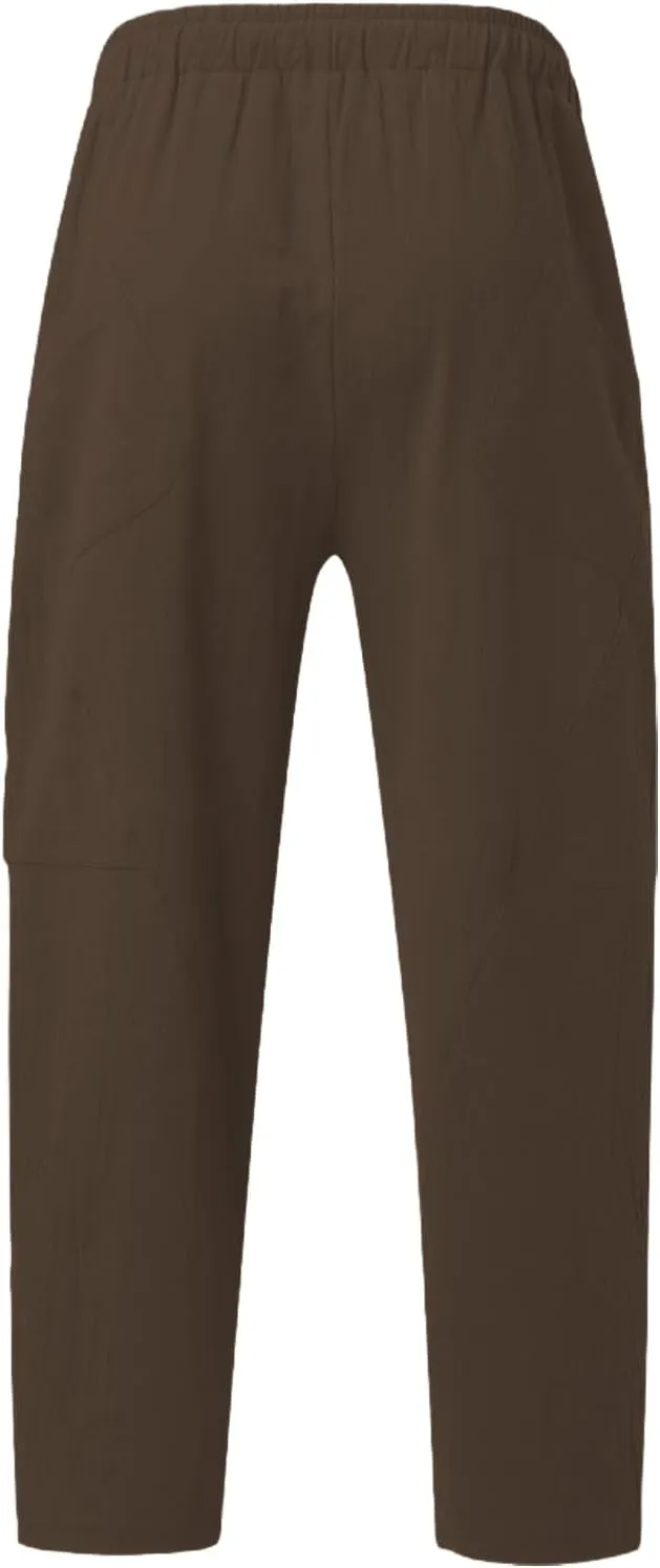 Men Casual Linen Pants Big and Tall Elastic Drawstring Waist Straight-Legs Trousers Baggy Boho Yoga Beach Pant Pocket