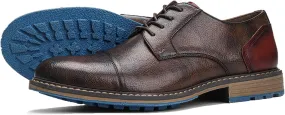 Men Leather Wingtip Oxfords Orthopedic Dress Shoes Casual Classic Comfortable Non Slip Business Office Loafers Derby Shoes