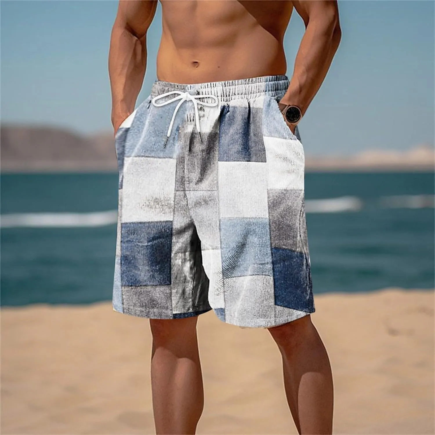 Men Linen Shorts Mens Cargo Shorts Outdoor Hiking Casual Shorts Workout Gym Jogger Shorts Loose Fit Shorts