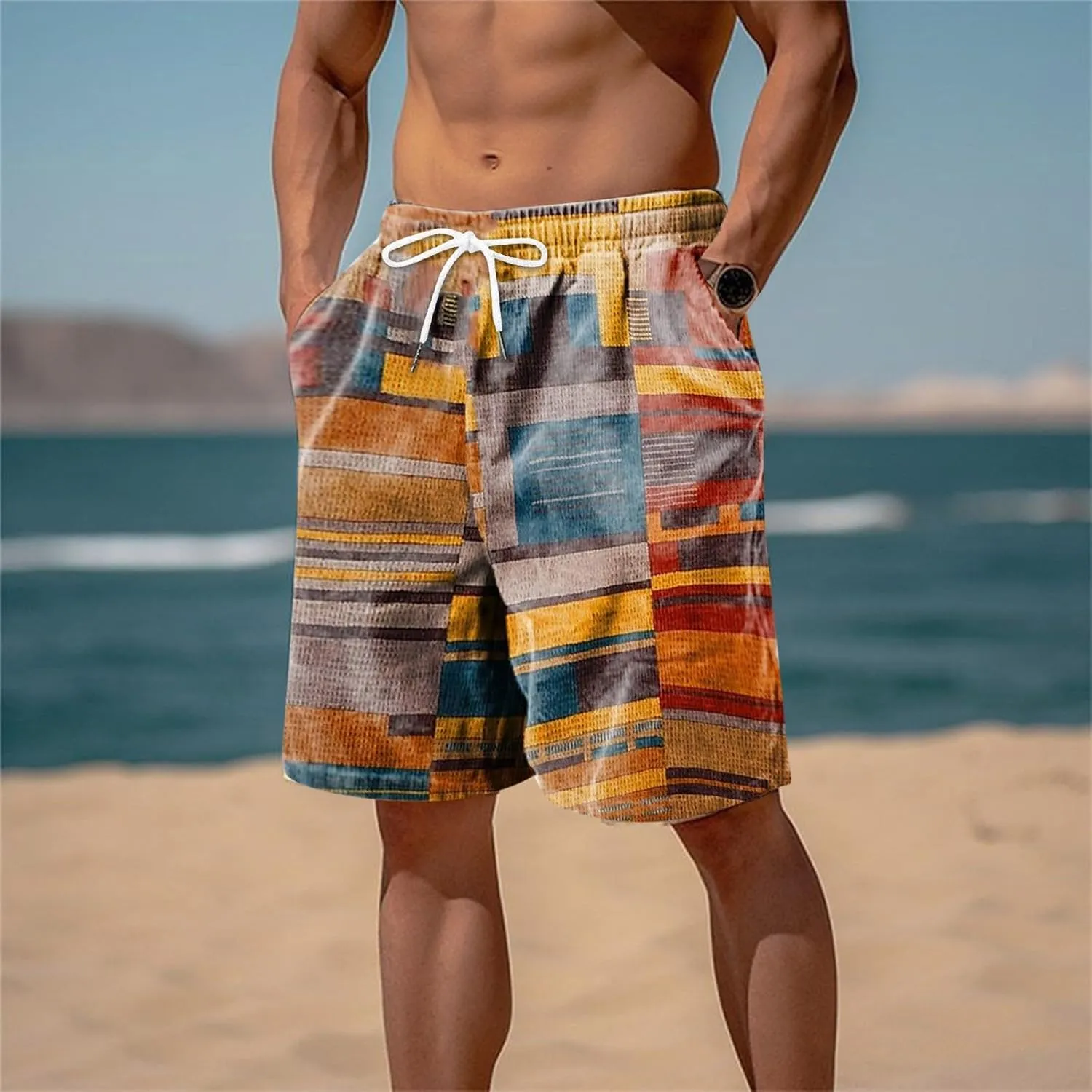 Men Linen Shorts Mens Cargo Shorts Outdoor Hiking Casual Shorts Workout Gym Jogger Shorts Loose Fit Shorts