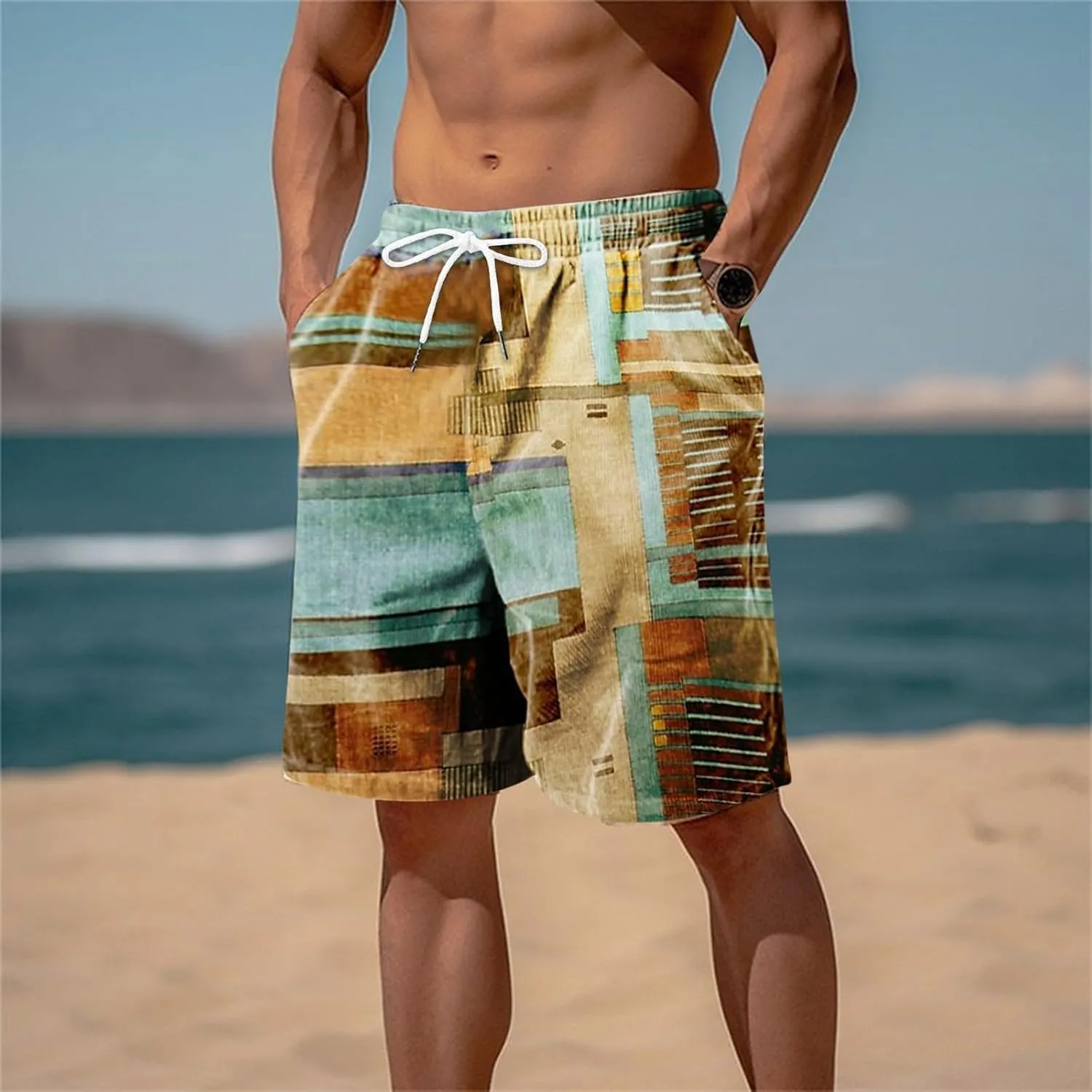 Men Linen Shorts Mens Cargo Shorts Outdoor Hiking Casual Shorts Workout Gym Jogger Shorts Loose Fit Shorts