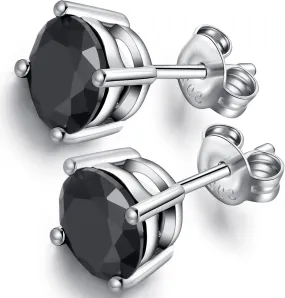 Men Stud Earrings 925 Sterling Silver Stud Earrings for Women/Men, Stud Earring with 5A  Cubic Zirconia Hypoallergenic Earrings for Unisex 4MM-8MM