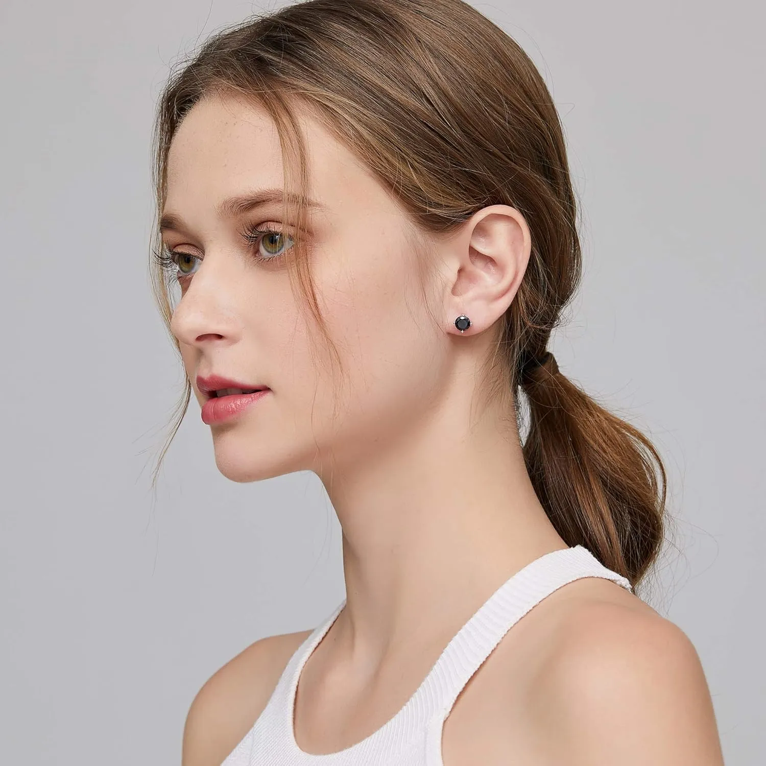 Men Stud Earrings 925 Sterling Silver Stud Earrings for Women/Men, Stud Earring with 5A  Cubic Zirconia Hypoallergenic Earrings for Unisex 4MM-8MM