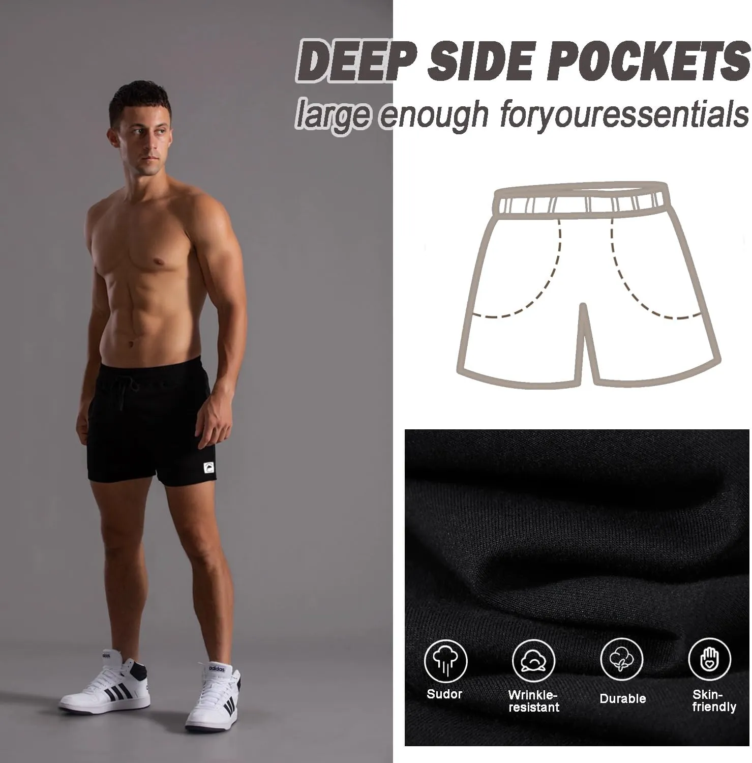 Mens 5 Inch Sweat Shorts Mens Athletic Gym Shorts 5 Inch Inseam Cotton Shorts for Men Gym Shorts with Pockets