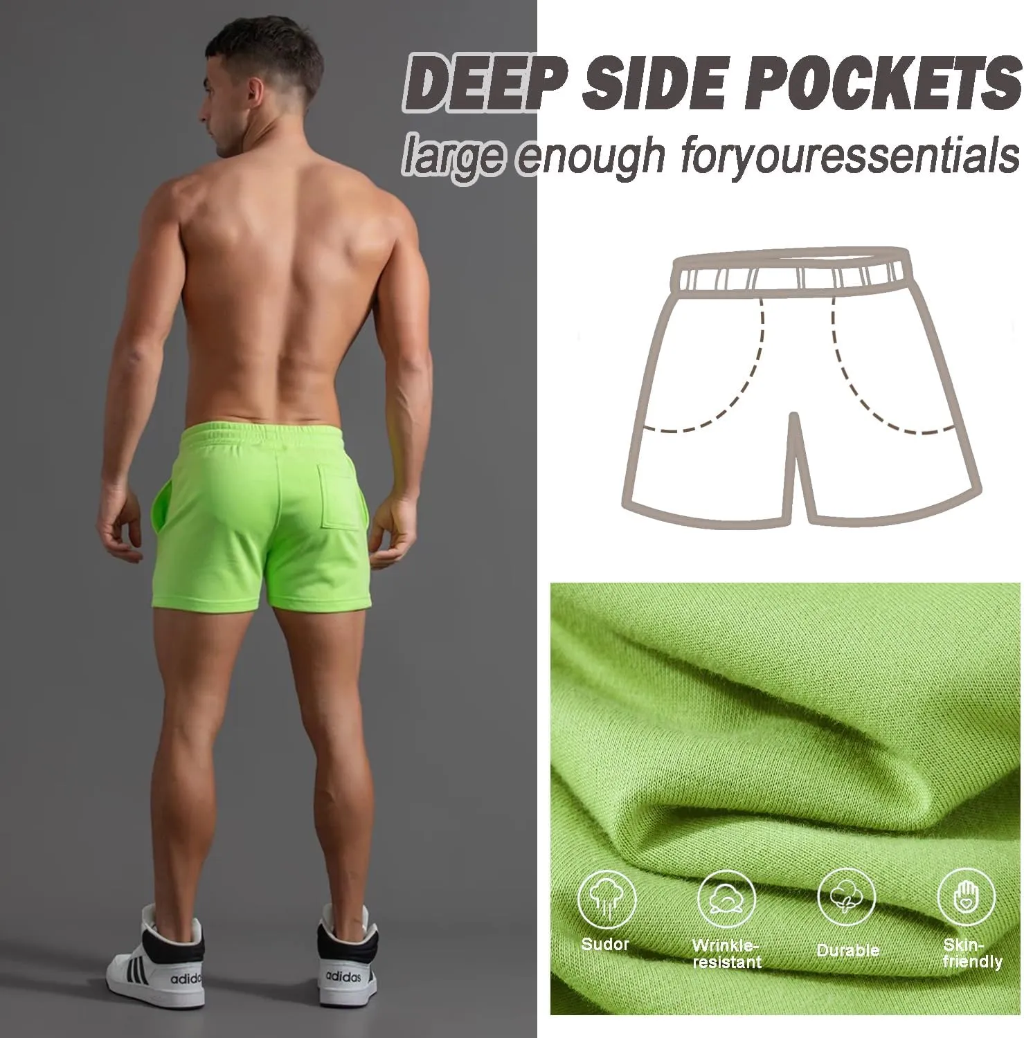 Mens 5.5 Inch Sweat Shorts Mens Athletic Gym Shorts 5 Inch Inseam Cotton Shorts for Men Gym Shorts with Pockets