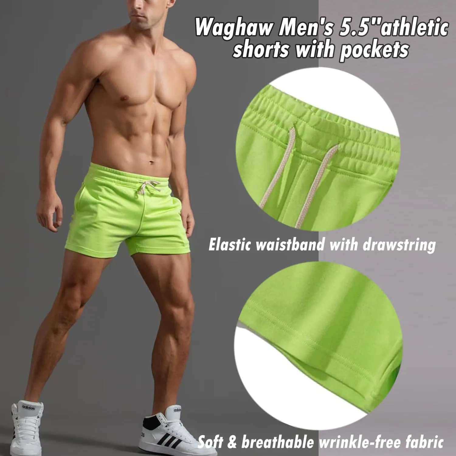 Mens 5.5 Inch Sweat Shorts Mens Athletic Gym Shorts 5 Inch Inseam Cotton Shorts for Men Gym Shorts with Pockets