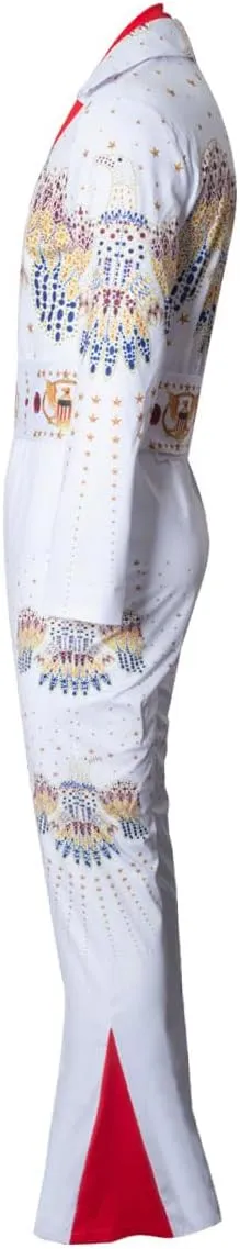 Mens 70s Aloha Elvis Costume Vegas Rock Star Jumpsuit