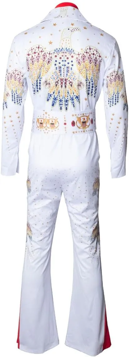 Mens 70s Aloha Elvis Costume Vegas Rock Star Jumpsuit