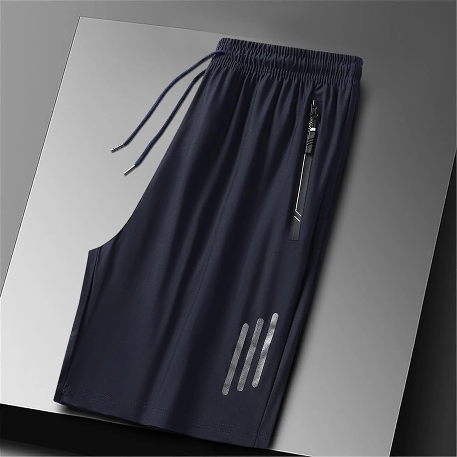 Mens Beach Shorts Summer Stretch Drawstring Casual Shorts Loose Gym Shorts with Zip Pockets Athletic Shorts Trendy