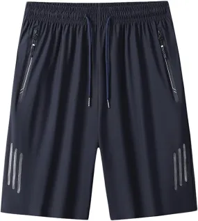 Mens Beach Shorts Summer Stretch Drawstring Casual Shorts Loose Gym Shorts with Zip Pockets Athletic Shorts Trendy