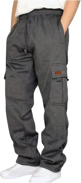 Men's Cargo Pants Casual Multiple Pockets Baggy Pants Vintage Elastic Waist Drawstring Cargo Sweatpants Trousers