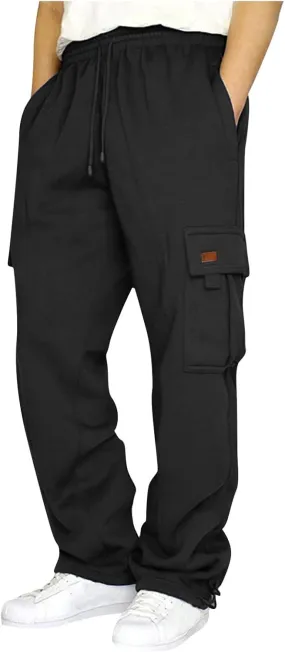Men's Cargo Pants Casual Multiple Pockets Baggy Pants Vintage Elastic Waist Drawstring Cargo Sweatpants Trousers