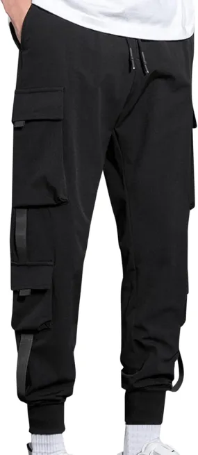 Men's Cargo Pants Elastic Waistband Chino Slim Skinny Gym Joggers Men's Cargo Pants Cotton Work Trousers Men Trousers