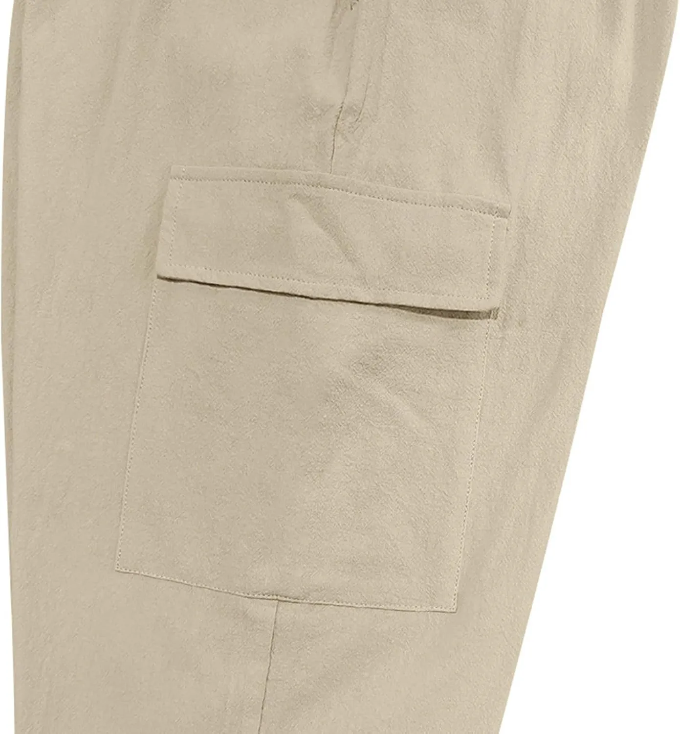 Men's Cargo Sweatpants Drawstring Tapered Joggers Relaxed Fit Stretch Cotton Linen Casual Long Pants with Pockets