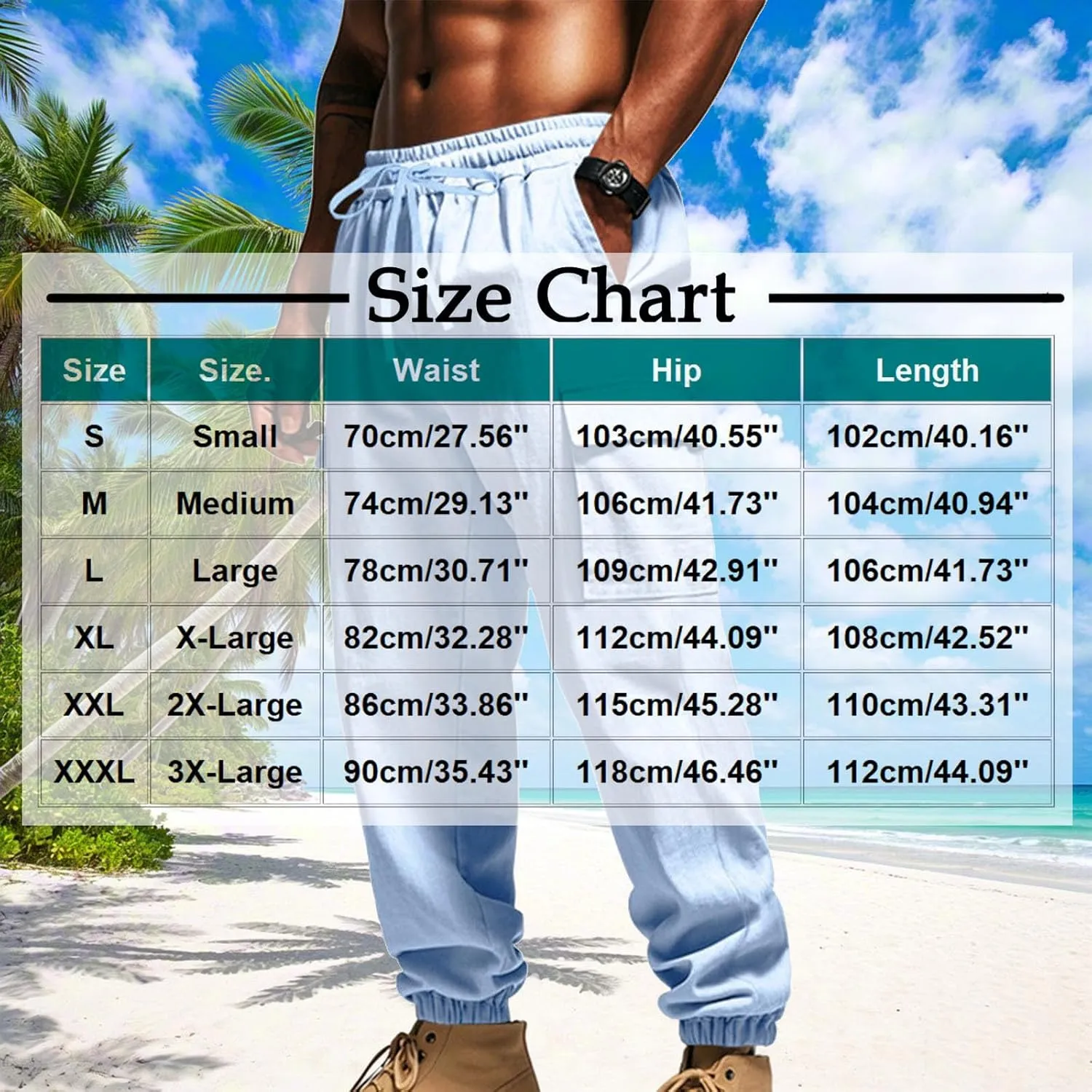 Men's Cargo Sweatpants Drawstring Tapered Joggers Relaxed Fit Stretch Cotton Linen Casual Long Pants with Pockets