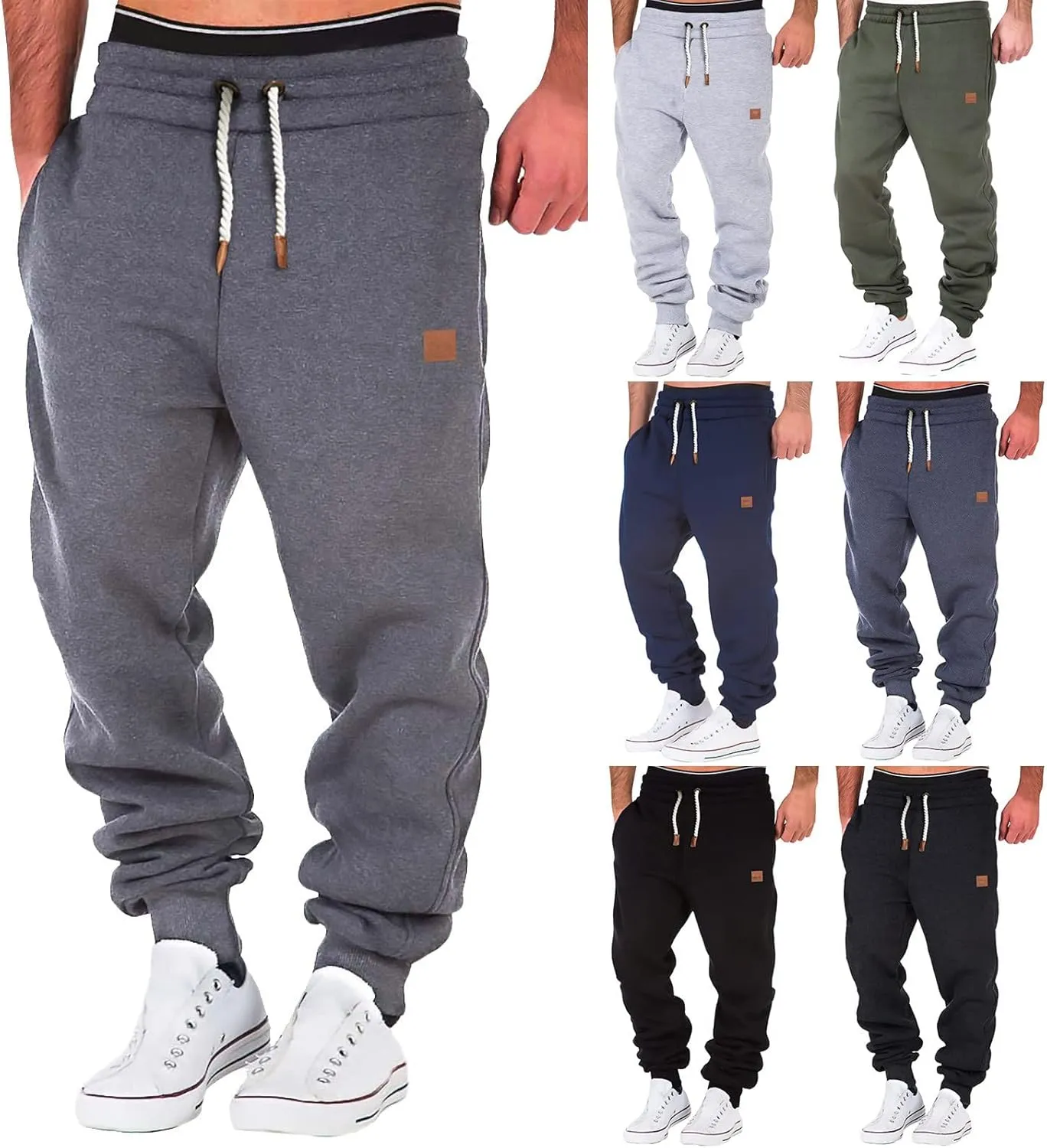 Men's Cargo Sweatpants Pants with Pockets Fleece Cargo Sweatpants Streetwear Hip Hop Pants Cargo Pants Joggers Casual
