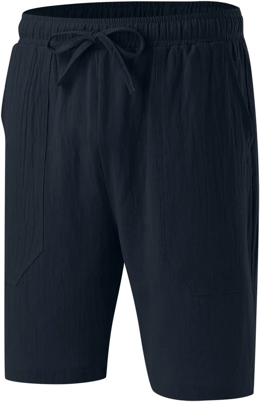 Men's Casual Classic Shorts Elastic Waist Drawstring Lightweight Summer Beach Shorts Vacation Quicky Dry Shorts