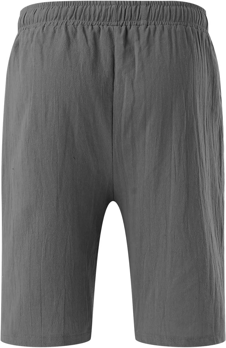 Men's Casual Classic Shorts Elastic Waist Drawstring Lightweight Summer Beach Shorts Vacation Quicky Dry Shorts