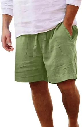 Men's Casual Classic Shorts Elastic Waist Drawstring Lightweight Summer Beach Shorts Vacation Quicky Dry Shorts