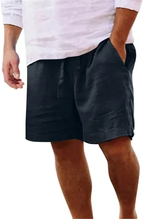 Men's Casual Classic Shorts Elastic Waist Drawstring Lightweight Summer Beach Shorts Vacation Quicky Dry Shorts