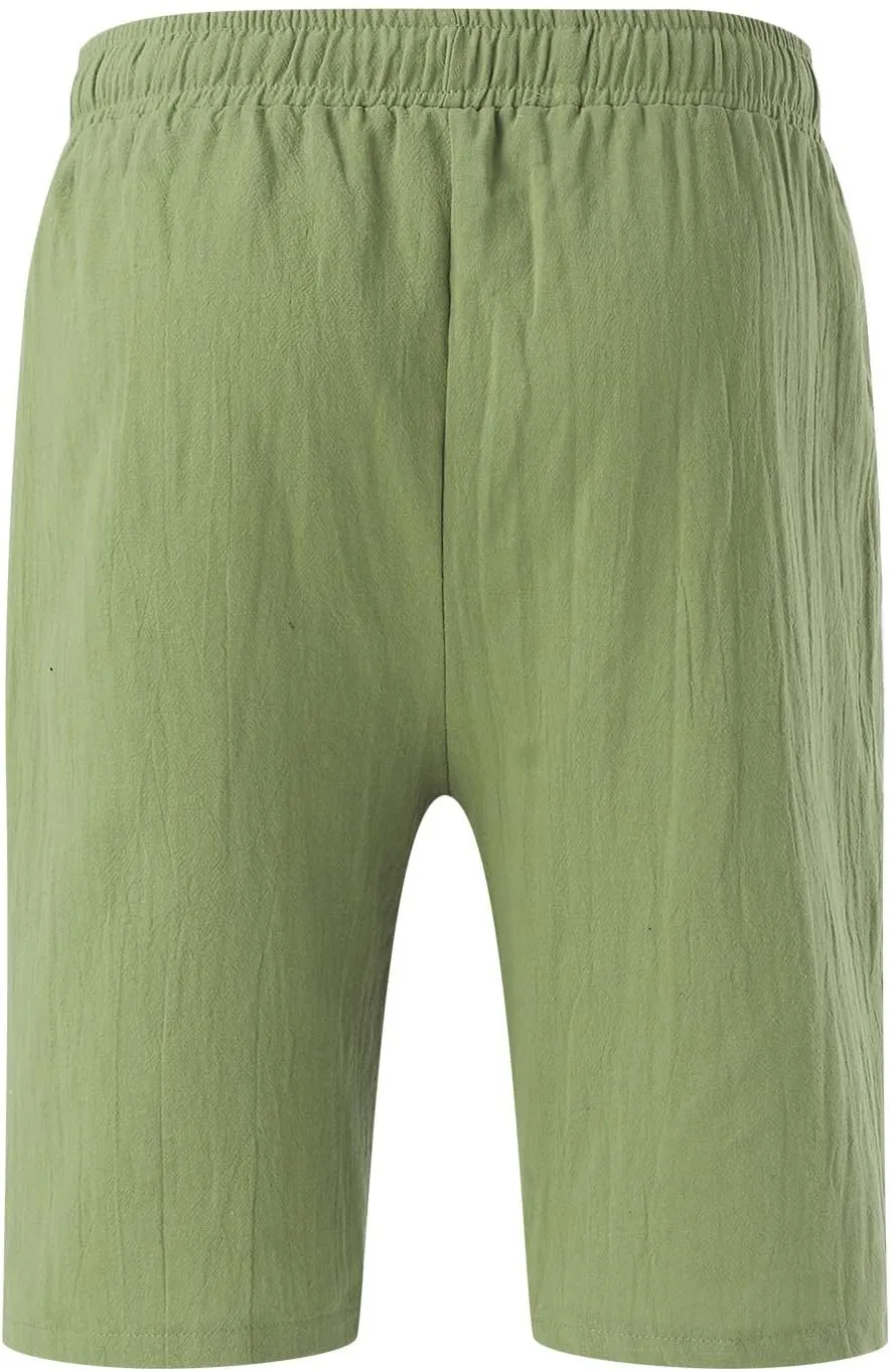 Men's Casual Classic Shorts Elastic Waist Drawstring Lightweight Summer Beach Shorts Vacation Quicky Dry Shorts