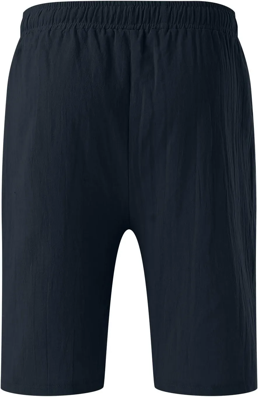 Men's Casual Classic Shorts Elastic Waist Drawstring Lightweight Summer Beach Shorts Vacation Quicky Dry Shorts