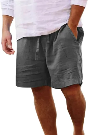 Men's Casual Classic Shorts Elastic Waist Drawstring Lightweight Summer Beach Shorts Vacation Quicky Dry Shorts