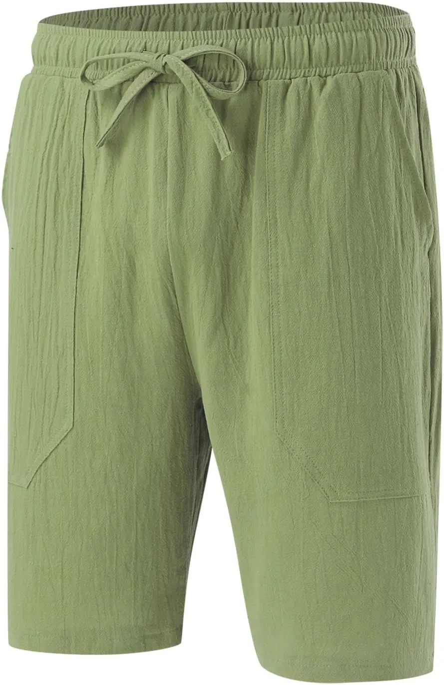 Men's Casual Classic Shorts Elastic Waist Drawstring Lightweight Summer Beach Shorts Vacation Quicky Dry Shorts