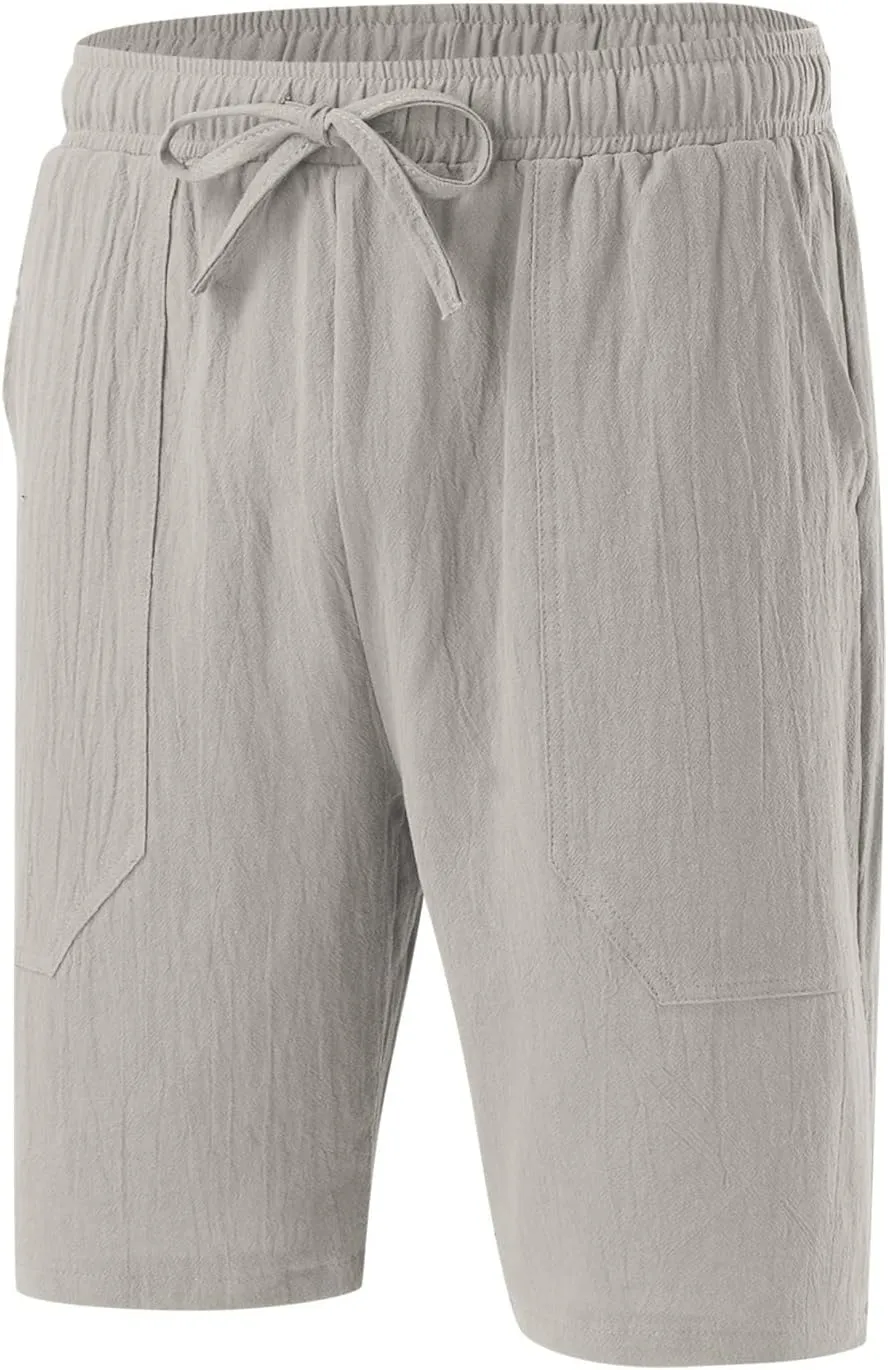 Men's Casual Classic Shorts Elastic Waist Drawstring Lightweight Summer Beach Shorts Vacation Quicky Dry Shorts