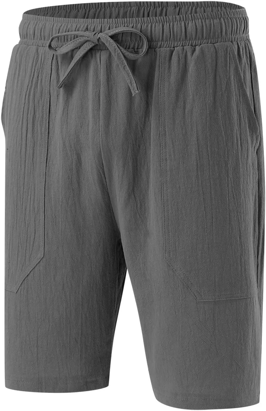 Men's Casual Classic Shorts Elastic Waist Drawstring Lightweight Summer Beach Shorts Vacation Quicky Dry Shorts