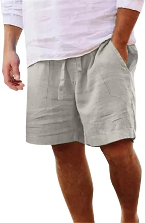 Men's Casual Classic Shorts Elastic Waist Drawstring Lightweight Summer Beach Shorts Vacation Quicky Dry Shorts