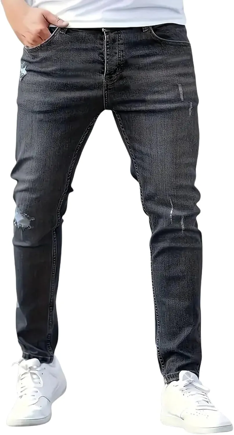 Men's Casual Jeans Slim Fit Skinny Denim Stretch Tapered Jean Pants Feet Stretch Jean Skinny Jeans