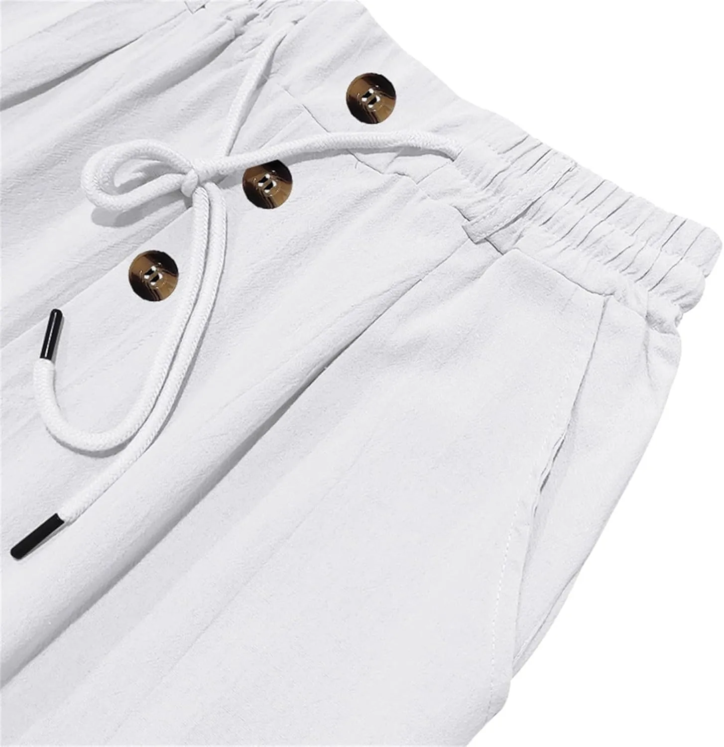 Men's Cotton Linen Pants 2025 Summer Stretchy Elastic Waist Cargo Trousers Lightweight Casual Harem Pants with Pocket