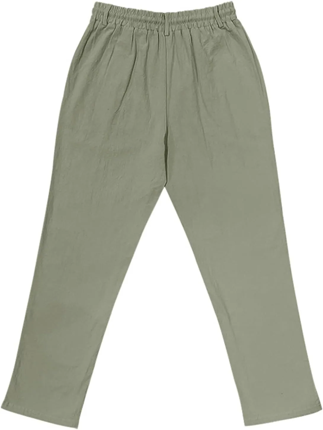 Men's Cotton Linen Pants 2025 Summer Stretchy Elastic Waist Cargo Trousers Lightweight Casual Harem Pants with Pocket