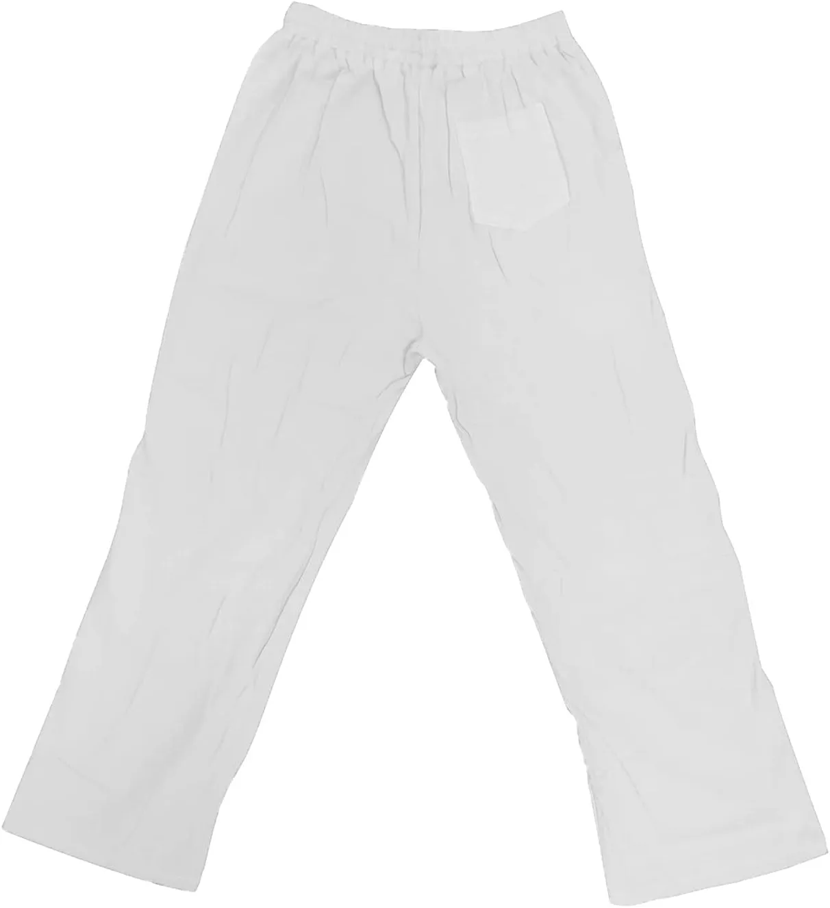 Mens Cotton Linen Pants Summer Drawstring Trousers Elastic Waist Casual Jogger Loose Beach Yoga Pants Solid Sweatpants