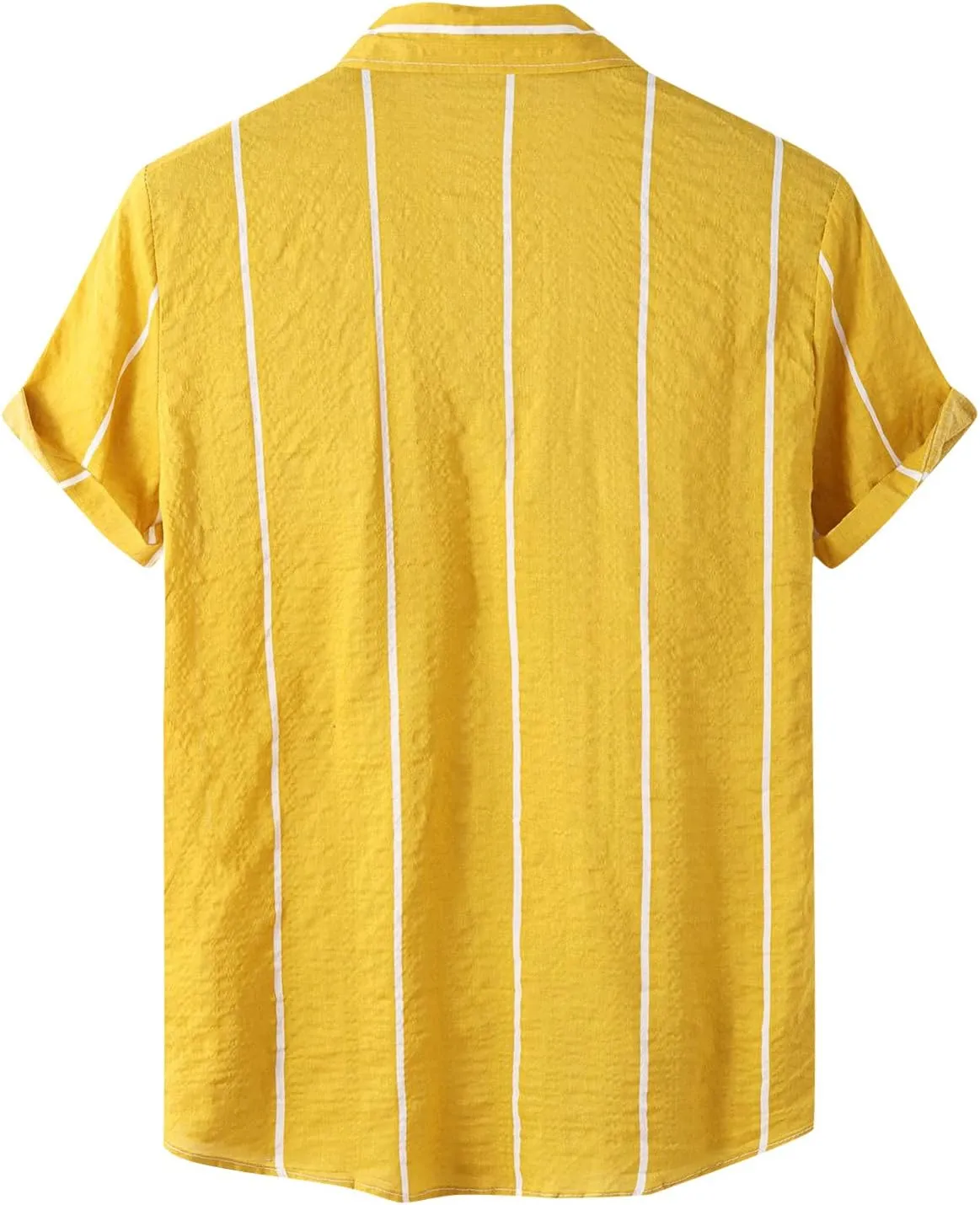 Men's Cotton Linen Shirts Striped Short Sleeve Lapel Shirts Casual Loose Fit Shirts 2025 Summer Beach Shirts Trendy