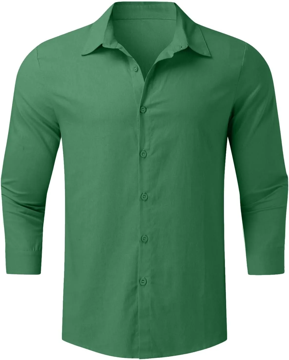 Men's Cotton Linen Shirts Summer Casual Button Down Long Sleeve Shirt Lightweight Loose Turn Down Collar Blouses