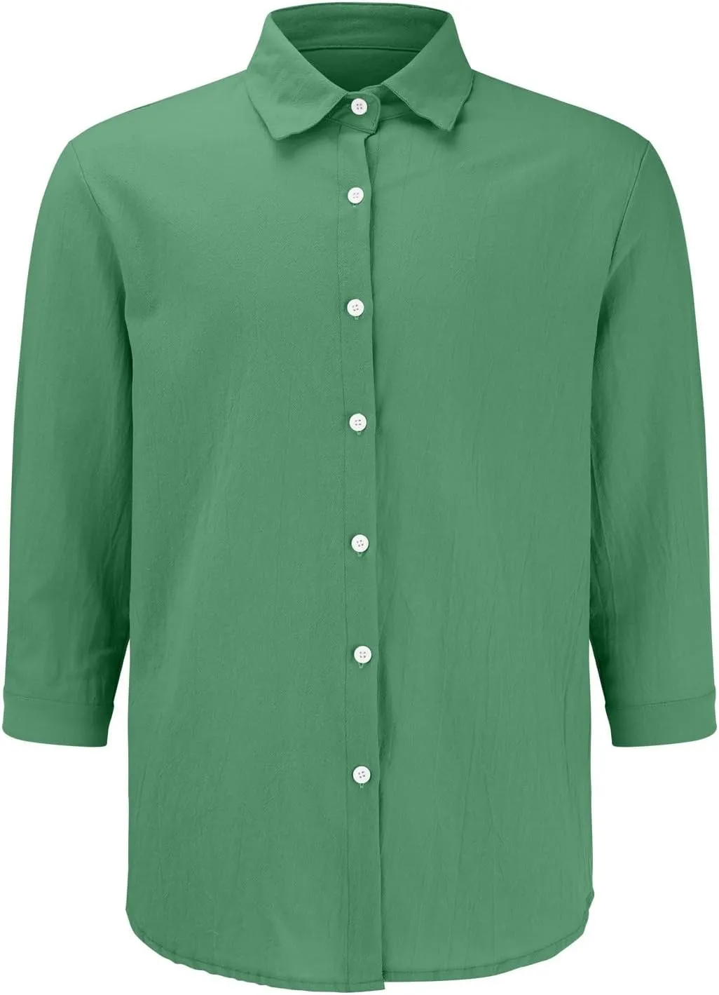 Men's Cotton Linen Shirts Summer Casual Button Down Long Sleeve Shirt Lightweight Loose Turn Down Collar Blouses